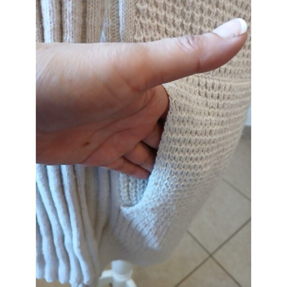 Prana Women’s Ivory Ribbed Knit Yunna Cardigan Oversize Medium Zipper Shawl Neck - Picture 8 of 16